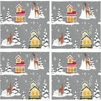 Snowflake Reindeer Placemat Držač ploče Set od 4, zaštitni stolni prostirke