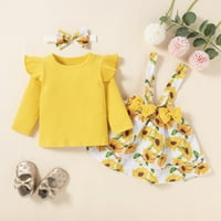 Louist Toddler Baby Girl Fall Set za odjeću, majica s dugim rukavima + suknje s cvjetnim suknjim s odjećima