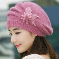 HHEI_K FASHION WOMENS cvjetni pleteni kukičani beanie hat zima topla kapa beretka ljubičasta