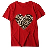 Ženski dan zaljubljenih Ležerni kratki rukav o vratu Leopard Ispiši vrh u obliku srca