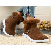 TENMI Žene prozračne čizme za snijeg rade Ležerne prilike, Zip Tople čizme Udobne zimske cipele Brown