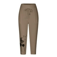 Giligiliso Žena modni džepovi za izvlačenje elastičnim strukom ispisa hlače Capris