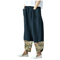 Žene Ležerne prilike pamučne i posteljine Ispiši patchwork neregularne hlače sa širokim nogama Hot6S4487966