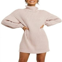 Beiwei Dame Pulover Jumper Solid Color Mini Haresses Turtleneck džemper Dress Soft Women dugih rukava