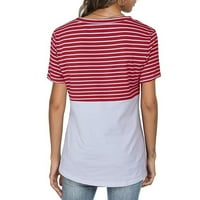 Majica za ženske ležerne pruge SPECIJAC SCOOPT vrat s kratkim rukavima, labava majica na vrhu Streetwear