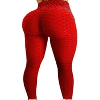 Luxplum dame gamaše Tummy Control dno Bubble Yoga hlače Stretch pantalone Vježbanje jeggings crveni xl