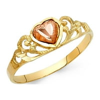 Jewels 14k bijelo i žuto zlato Dva tonska modna godišnjica Srčana prstena Veličina 11.5