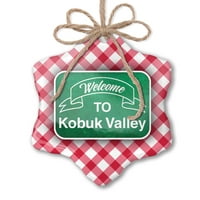 Ornament tiskani jedno oboren zeleni znak Dobrodošli u Kobuk dolina Božić Neonblond