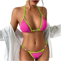 Miluxas visokog struka bikinija plus veličina Ženska visoka kontrast dojke Solid bikini set tirijskih