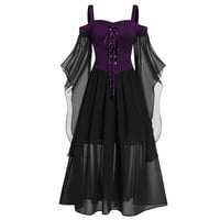 Lolmot Gothic haljine za žene hladno rame Leptir rukava čipka up up suspender Halloween Gothic haljine