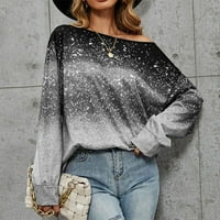 Hanas vrhovi dame casual pulover kontrastni boja gradijent dugih rukava The Grey XL