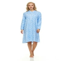 Lati Fashion Women Nighthown Sleep Badžama ženska haljina za spavanje s dugim rukavima, plava veličina