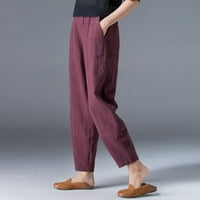 Wendunide ženske pantalone žene prozračne pamučne posteljine džep elastične struine labave pantalone