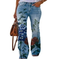 Paille dame duge hlače cvjetne tiske traperice ravno dno noge retro radne pantalone šarene 4xl