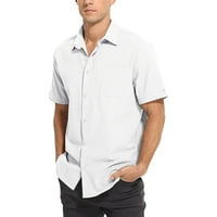 Muška ljetna moda casual klasična džepa u boji Jednostruka i posteljina majica s kratkim rukavima Slim