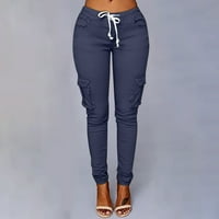 Dadaria Radne pantalone za ženske uredske rastezljive plus veličine nacrtajući čvrsti elastični struk