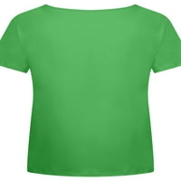 Pfysire Women V izrez Labavi majica kratki rukav vrhovi bluza plus Siz Green XL