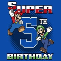 Dječakov Nintendo Mario i Luigi Super 5. rođendan grafički tee Royal Blue Medium