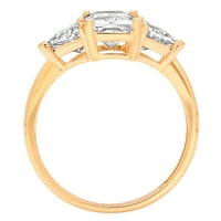 2.82ct Emerald Clead Clear Simulirani dijamant 18k žuti zlatni gravirajući izjavu okupljaju godišnjicu