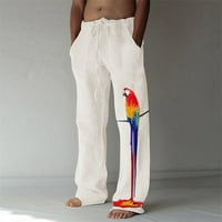 Koaiezne hlače za muškarce modni muški modni casual tiskani posteljina džepa čipkaste hlače velike veličine