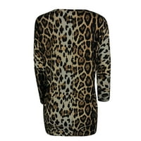 Zunfeo Womens Tops Dressing Ležerne prilike u obliku dugih rukava Leopard Graphic T majice Udobne labave