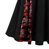 Luiyenes ženska jesen i zimski rukav s dugim rukavima od pune boje božićne patchwork haljina
