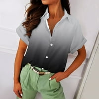 Ljetne košulje za žene kratki rukav Tees reverl ogrlice gradijent boje tiskane vrhove Dressy Casual
