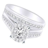 Okrugli oblik Bijeli prirodni dijamantski prsten za vjenčanje u 10K bijeloj zlatni prsten veličine-13