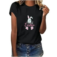 Olyvenn ženski trendi Uskršnji grafički majice Rollback HAPLY EASSTER EGGS Bunny Print Tops Crew Crke