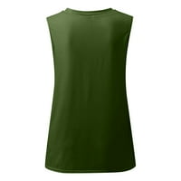 Ženski vrhovi grafički grafički otisci bez rukava modne žene majice V-izrez ljetna tunika tee zelena