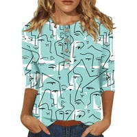 V izrez za žene u odjećnoj ručici Grafički dressy tops plus veličina gumba dolje Kompresijski košulje