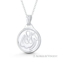 Allah arapski skripta krug medaljon 27x privjesak i ogrlica od lanca u. Srebrna srebra