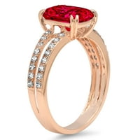 396CT CUSHION CECT simulirani ruby ​​14K ružičasto zlatne godišnjice rublje Veličina prstena 6,5