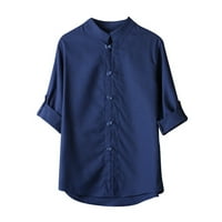 Muška majica Ljetni svakodnevni klasični stil tang odijelo tri četvrtina rukav lana bluza na vrhu muškarca