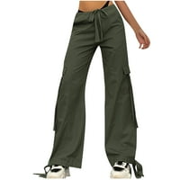 Žene niske tegodne hlače Casual Baggy Multi-džepovi široki nogovi joggeri Y2K padobranske pantalone