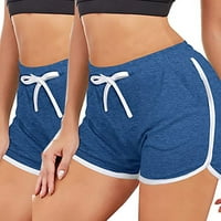 Atletske kratke hlače za žene visoke struk joga hlače zavoj elastični struk casual kratke hlače plave