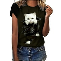 Ljetni vrhovi za žene Trendy Cat Graphic Tees Slatka modna majica kratkih rukava Dressy casual crewneck