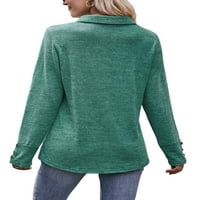 Beiwei V majice za žene Polo pulover s dugim rukavima s dugim rukavima, čvrste boje TEE Green M