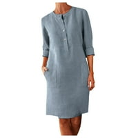 Advoicd duge haljine Ženski džepovi kratki rukav Ležerni za ljuljanje Laight haljina svijetlo plava
