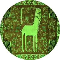 Ahgly Company u zatvorenom kvadratu Životinjski zeleni tradicionalni prostirki, 5 'kvadrat