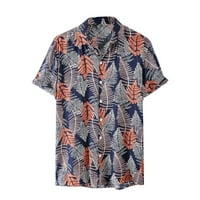 TKLpehg mens gumb down majica kratkih rukava sažeti majice Havajska majica casual rever bluza na plaži
