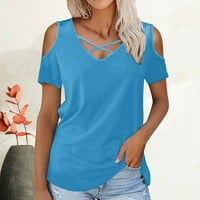 Ženska V-izrez dugih rukava s ramena od labave majice s majicama