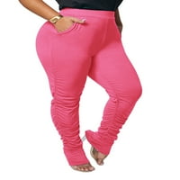 Sanviglor Womenske gamaše visoke strukske hlače Bell donje pantalone Streetwear Flare Pant Club Pink