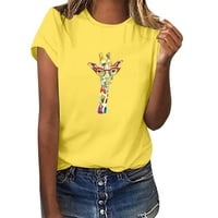 SunhillsGrace majice za žene žirafe modne žene okrugli vrat kratkih rukava majica s majicom cvjetni