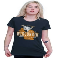 Betty Boop Wisconsin State Outline Ženska majica Ladies Tee Brisco Brends 2x