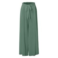 Ženske ljetne casual široke hlače za noge labave šifonske splitske pantalone visoke struke mint zelene