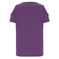 S vrhova ramena za žene Cross V izrez kratki rukav ljetne majice Trendy Solid Color Pulover TEE labav