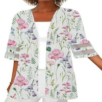 Niuer Women Cardigan Poluonice Vruća V izrez Majica Loose Carligans Cvjetna štampa Tunika Style B XL