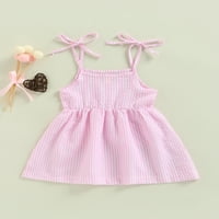 Biekopu Little Girls Slatko stil klizalice, ljetni mališani ružičasti kravat na ramenu na ramenu suknja