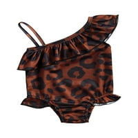TODDLER Djevojke za djecu kupaći kostim leopard jednodijelni kupaći kostimi rame ruffle trim kupaći
